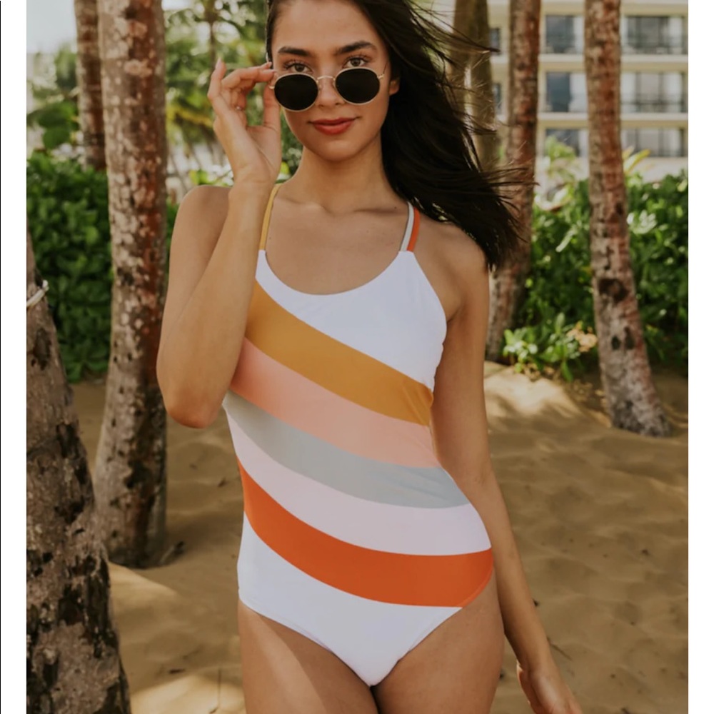 ROOLEE One Piece Striped Bathing Suit